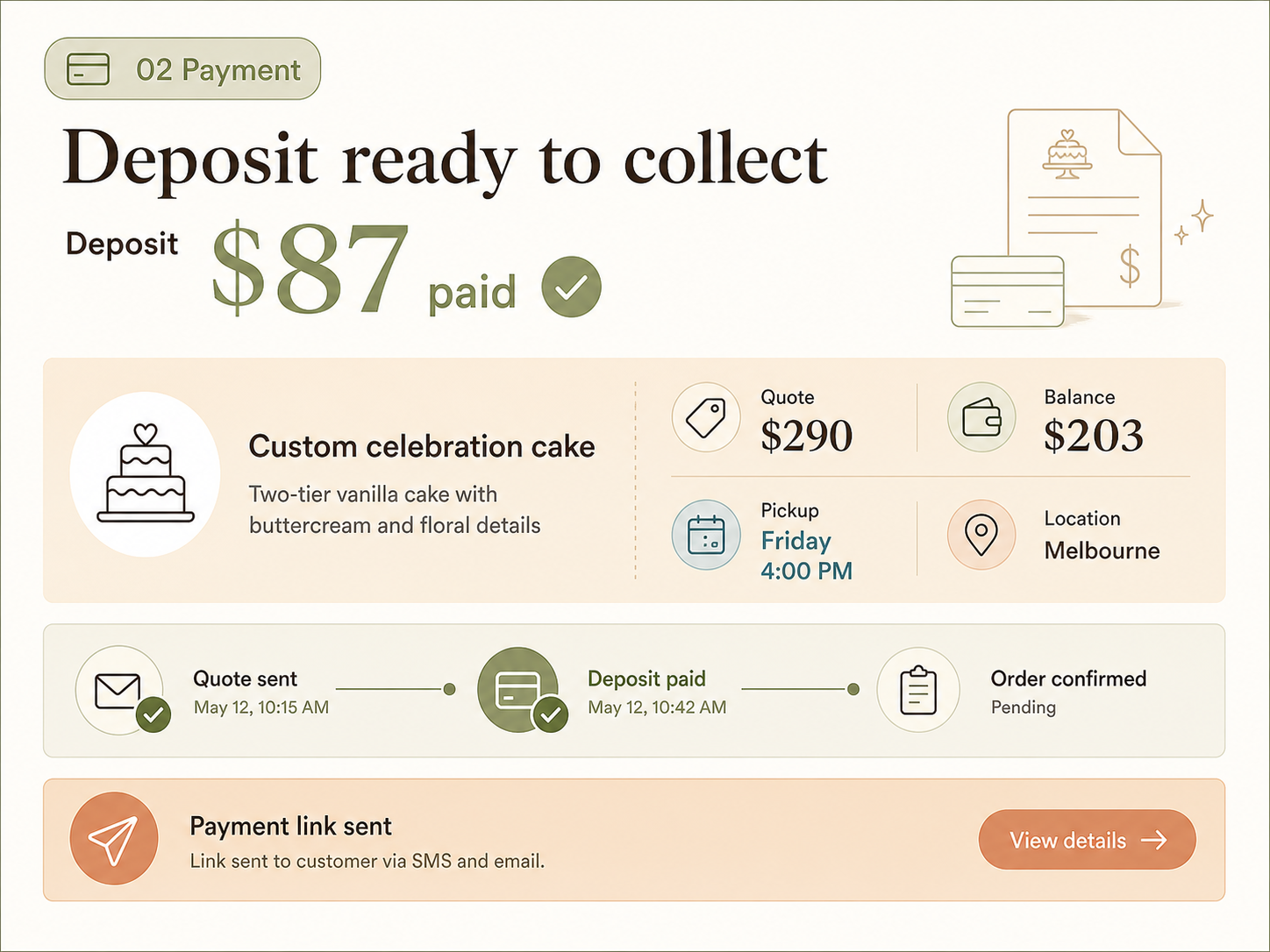 Collect the deposit visual card